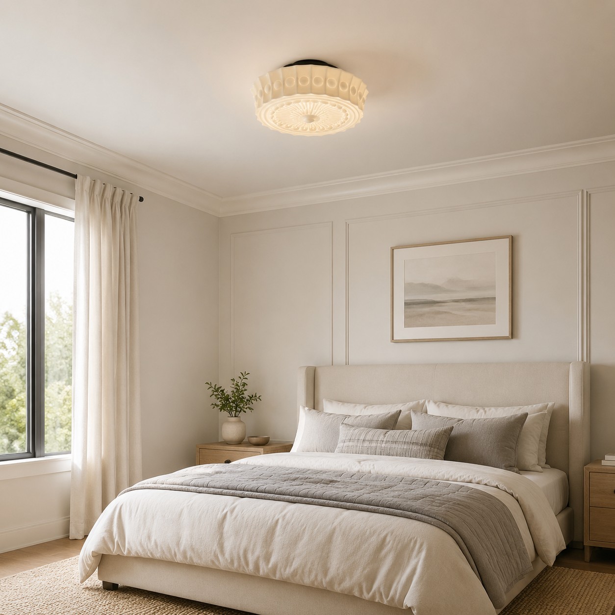 Classic White Glass Semi Flush Mount Decorative ceiling light